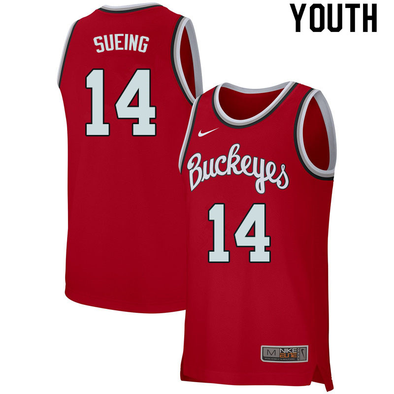 Youth #14 Justice Sueing Ohio State Buckeyes College Basketball Jerseys Sale-Retro Scarlet